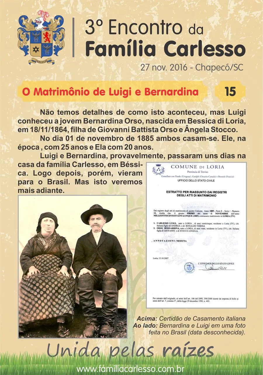História da Família Carlesso, painel 15: O Matrimônio de Luigi e Bernardina